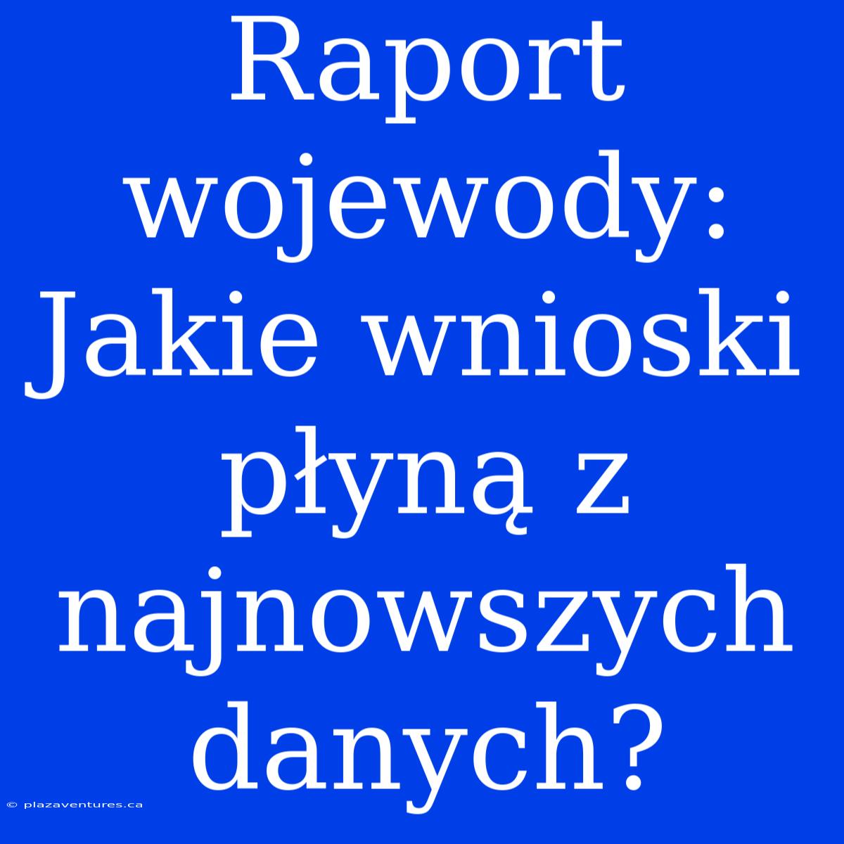 Raport Wojewody: Jakie Wnioski Płyną Z Najnowszych Danych?