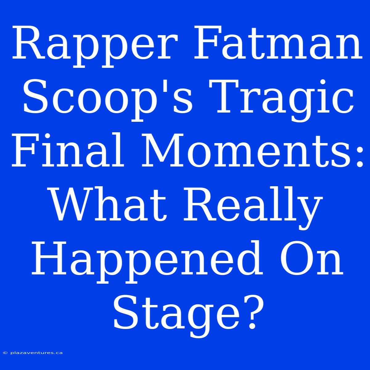 Rapper Fatman Scoop's Tragic Final Moments: What Really Happened On Stage?