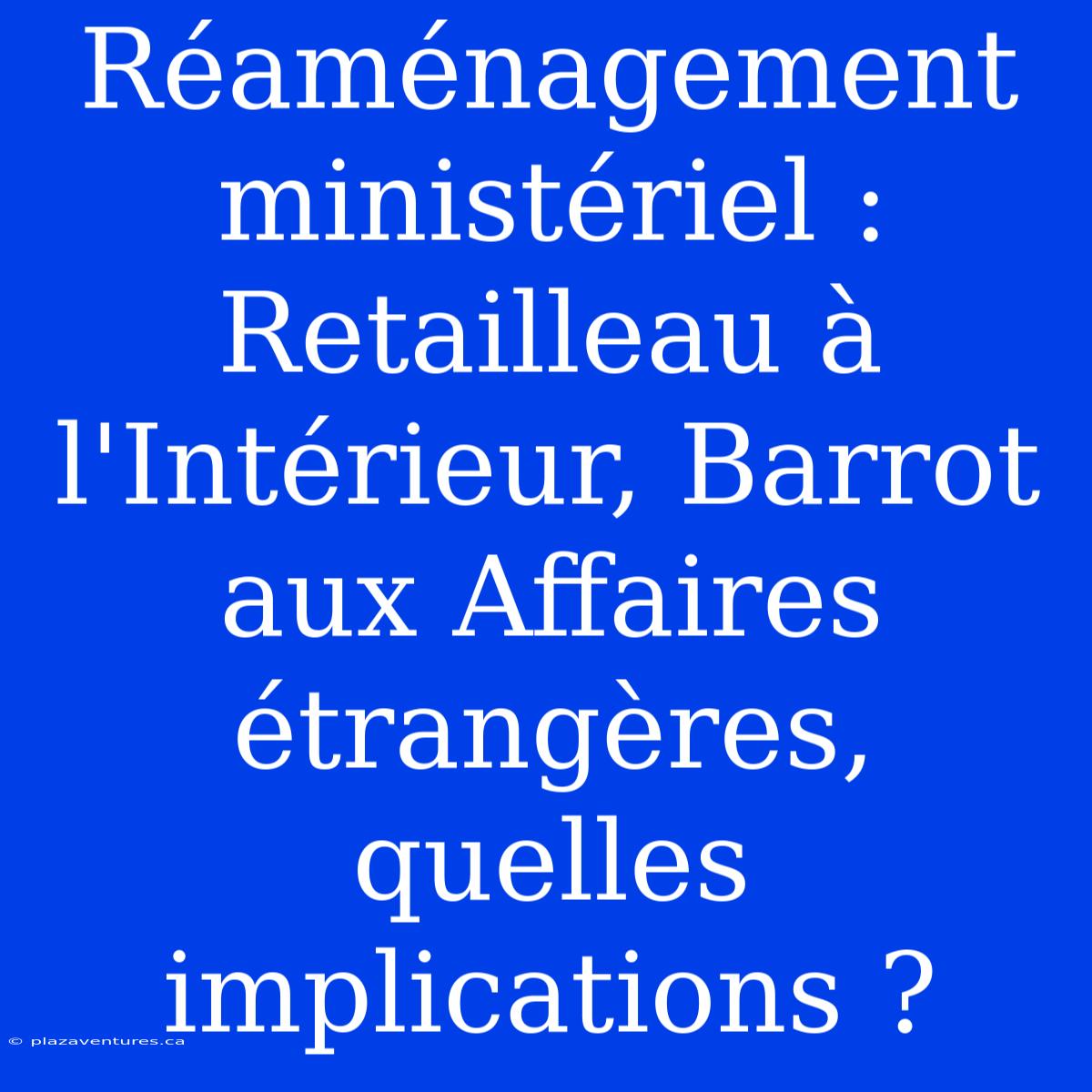 Réaménagement Ministériel : Retailleau À L'Intérieur, Barrot Aux Affaires Étrangères, Quelles Implications ?