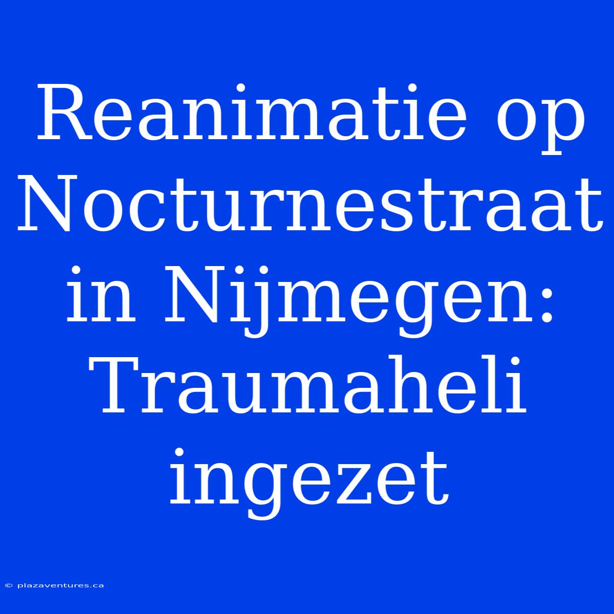 Reanimatie Op Nocturnestraat In Nijmegen: Traumaheli Ingezet