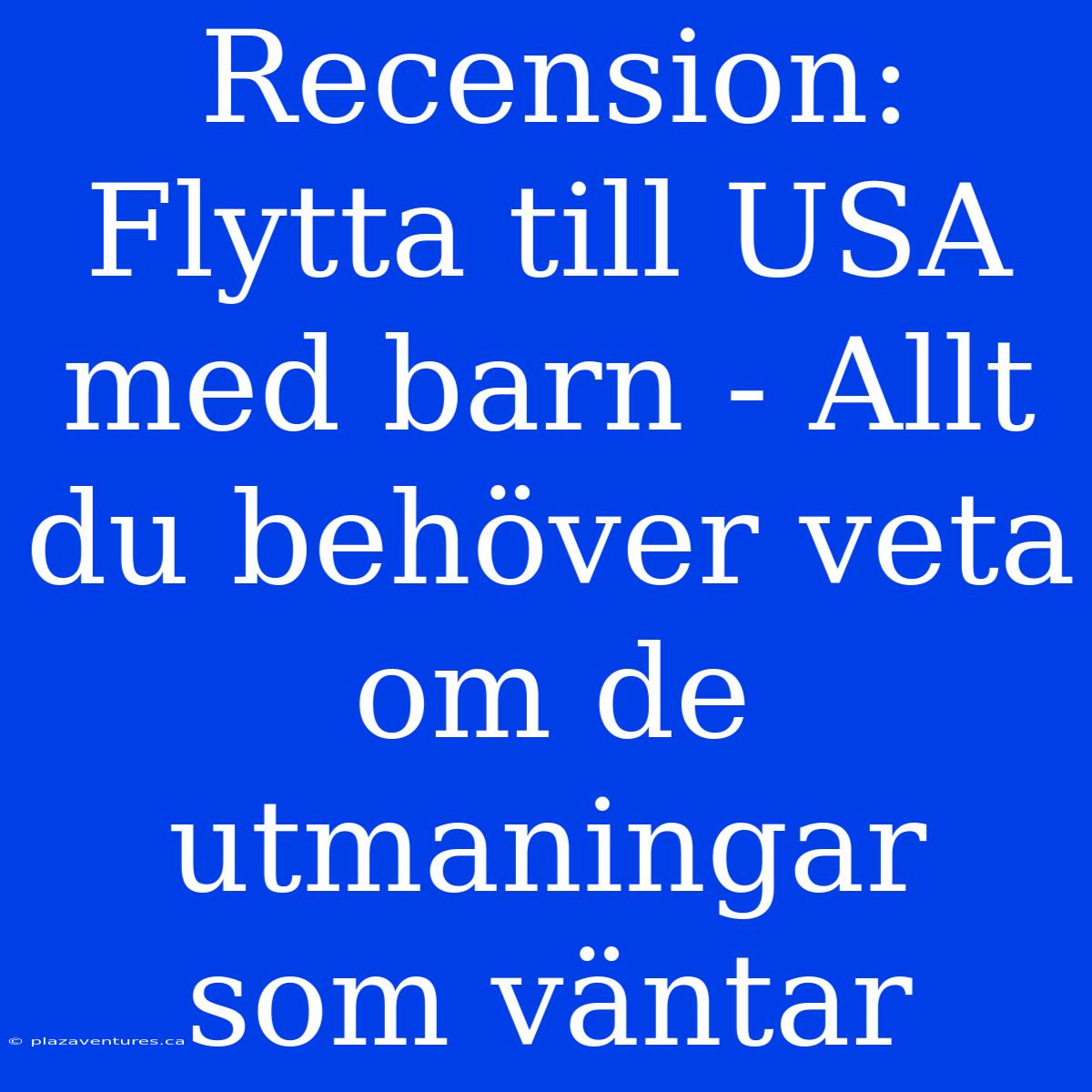 Recension: Flytta Till USA Med Barn - Allt Du Behöver Veta Om De Utmaningar Som Väntar