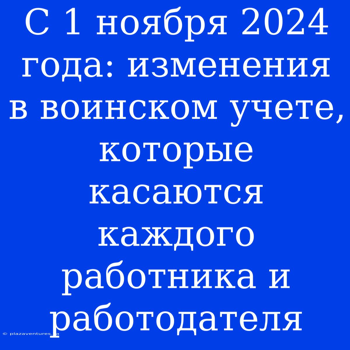 С 1 Ноября 2024 Года: Изменения В Воинском Учете, Которые Касаются Каждого Работника И Работодателя