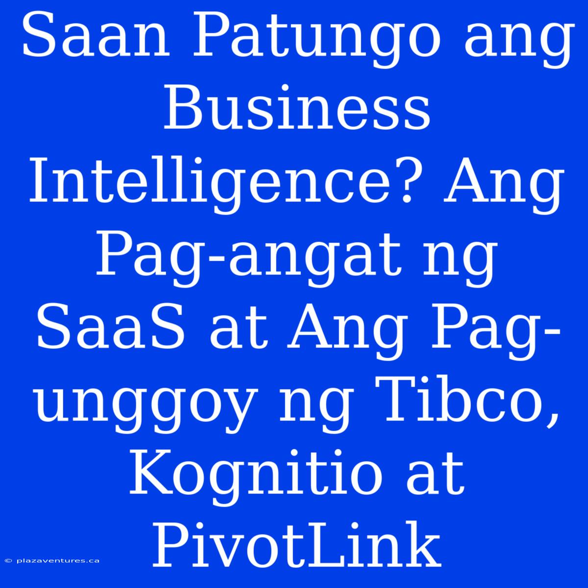 Saan Patungo Ang Business Intelligence? Ang Pag-angat Ng SaaS At Ang Pag-unggoy Ng Tibco, Kognitio At PivotLink