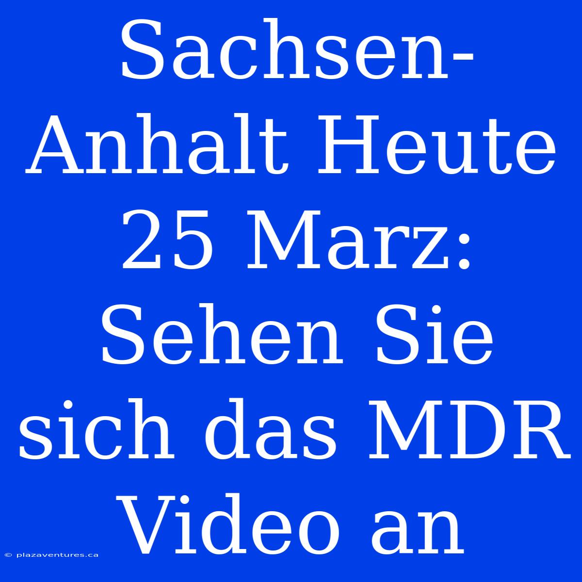 Sachsen-Anhalt Heute 25 Marz: Sehen Sie Sich Das MDR Video An