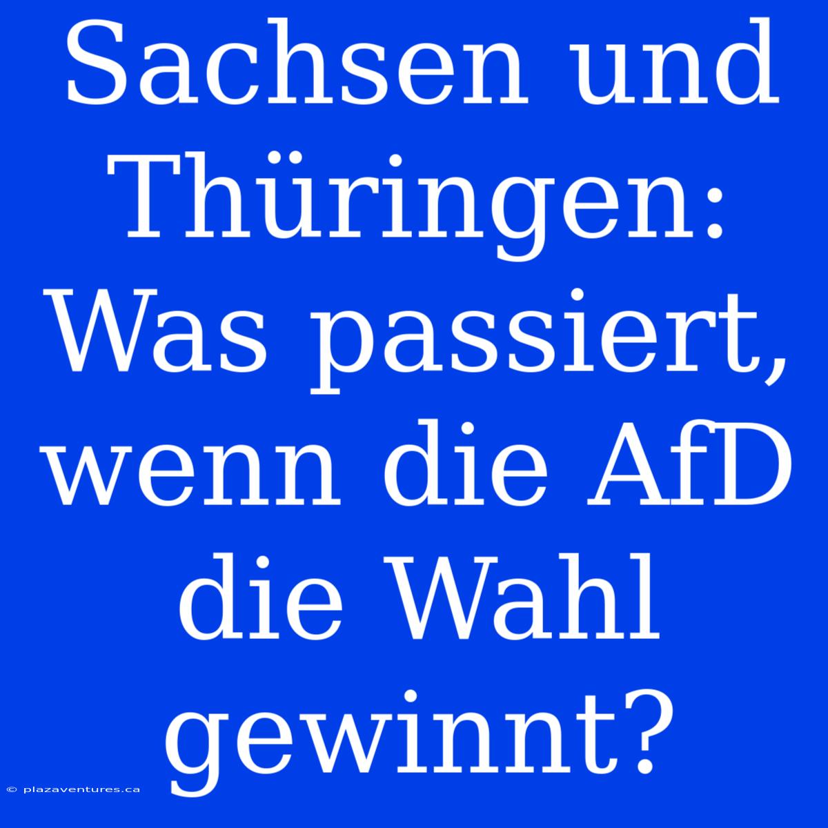 Sachsen Und Thüringen: Was Passiert, Wenn Die AfD Die Wahl Gewinnt?