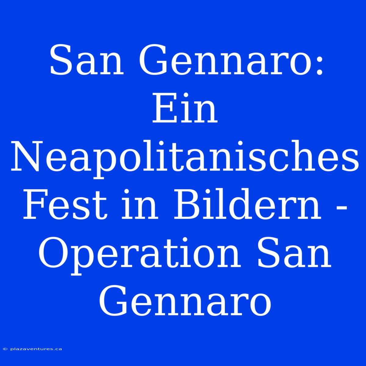 San Gennaro: Ein Neapolitanisches Fest In Bildern - Operation San Gennaro