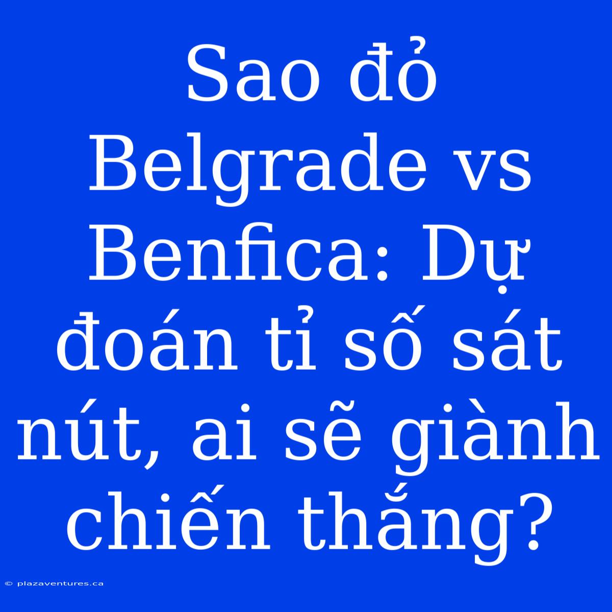 Sao Đỏ Belgrade Vs Benfica: Dự Đoán Tỉ Số Sát Nút, Ai Sẽ Giành Chiến Thắng?