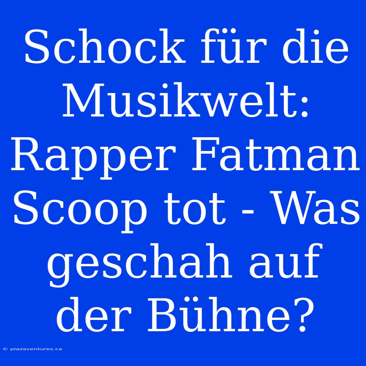 Schock Für Die Musikwelt: Rapper Fatman Scoop Tot - Was Geschah Auf Der Bühne?