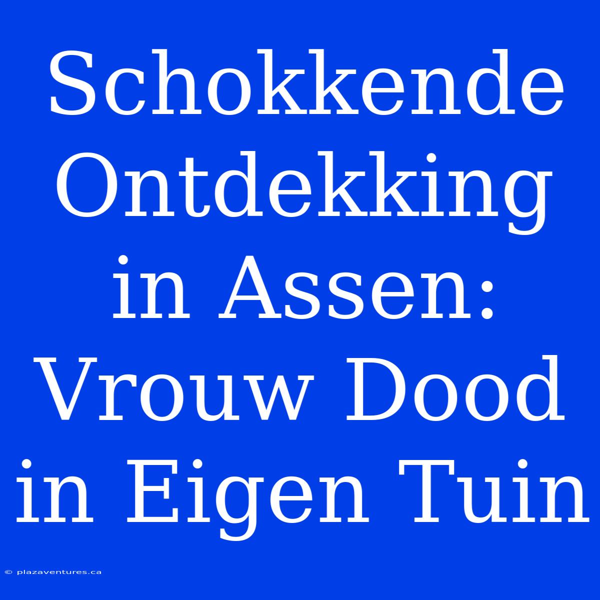 Schokkende Ontdekking In Assen: Vrouw Dood In Eigen Tuin