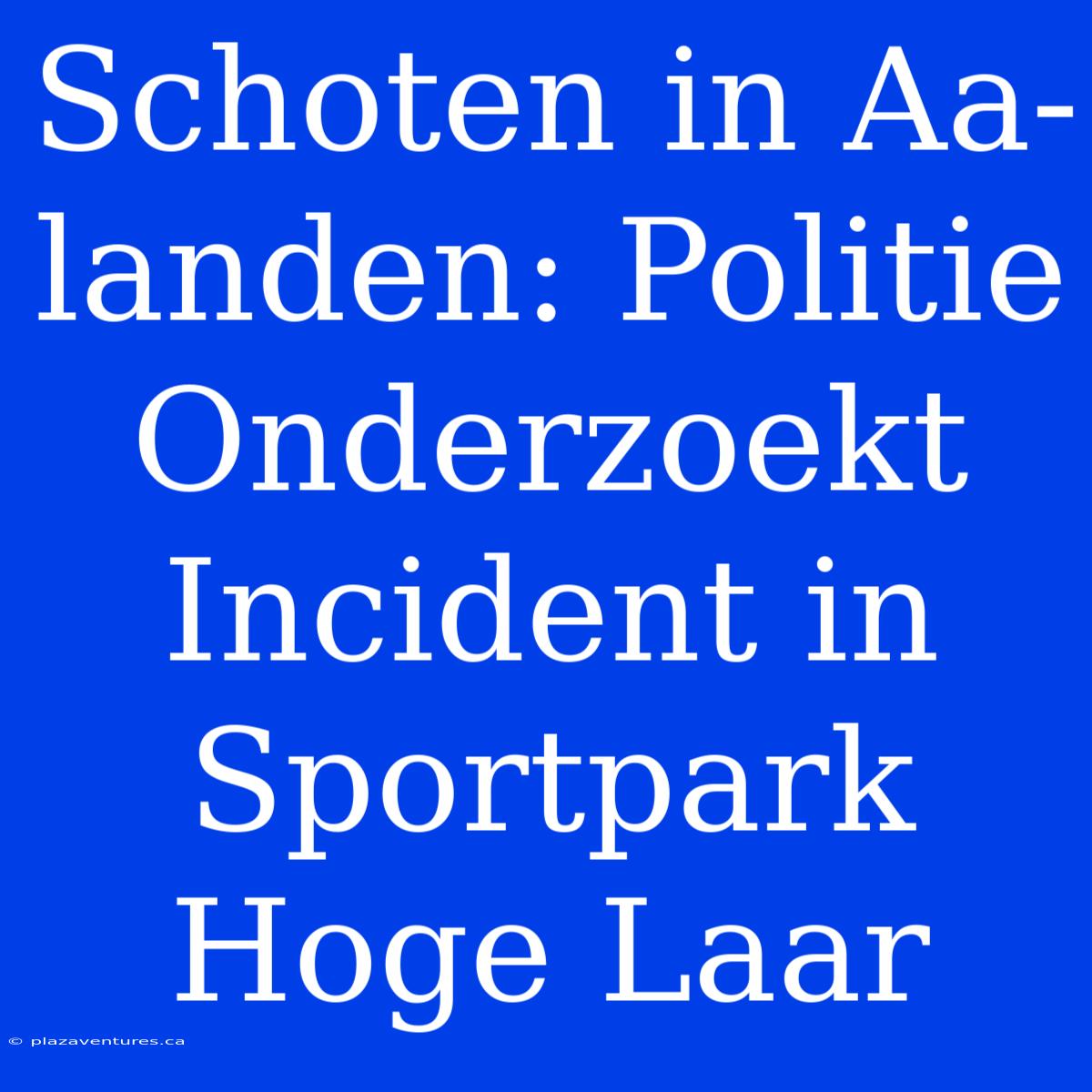 Schoten In Aa-landen: Politie Onderzoekt Incident In Sportpark Hoge Laar