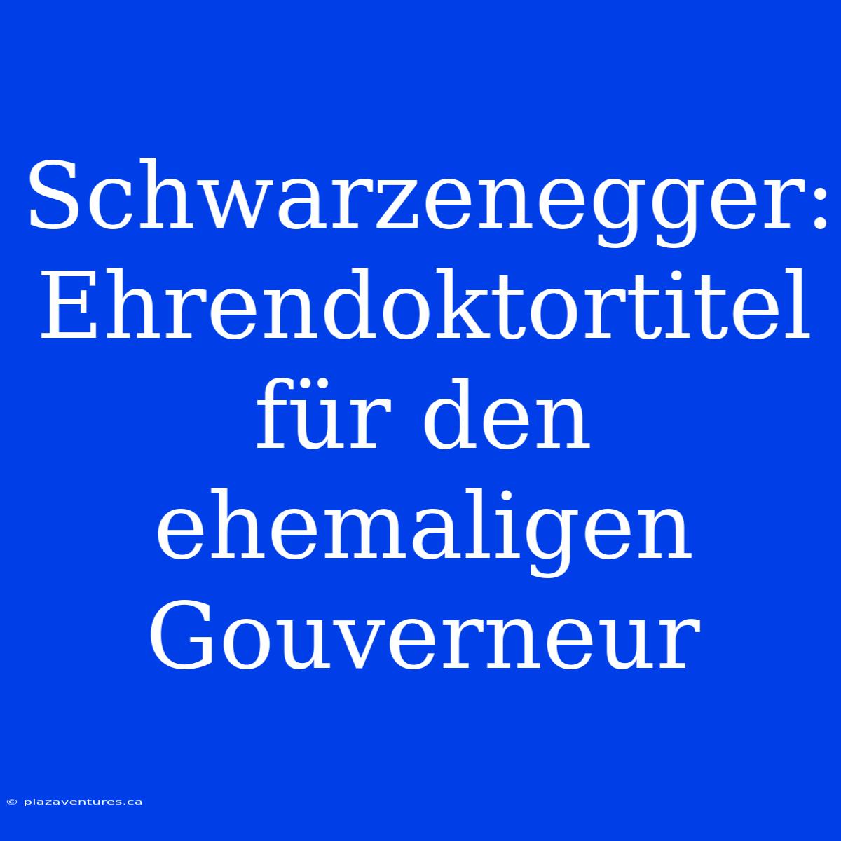 Schwarzenegger: Ehrendoktortitel Für Den Ehemaligen Gouverneur