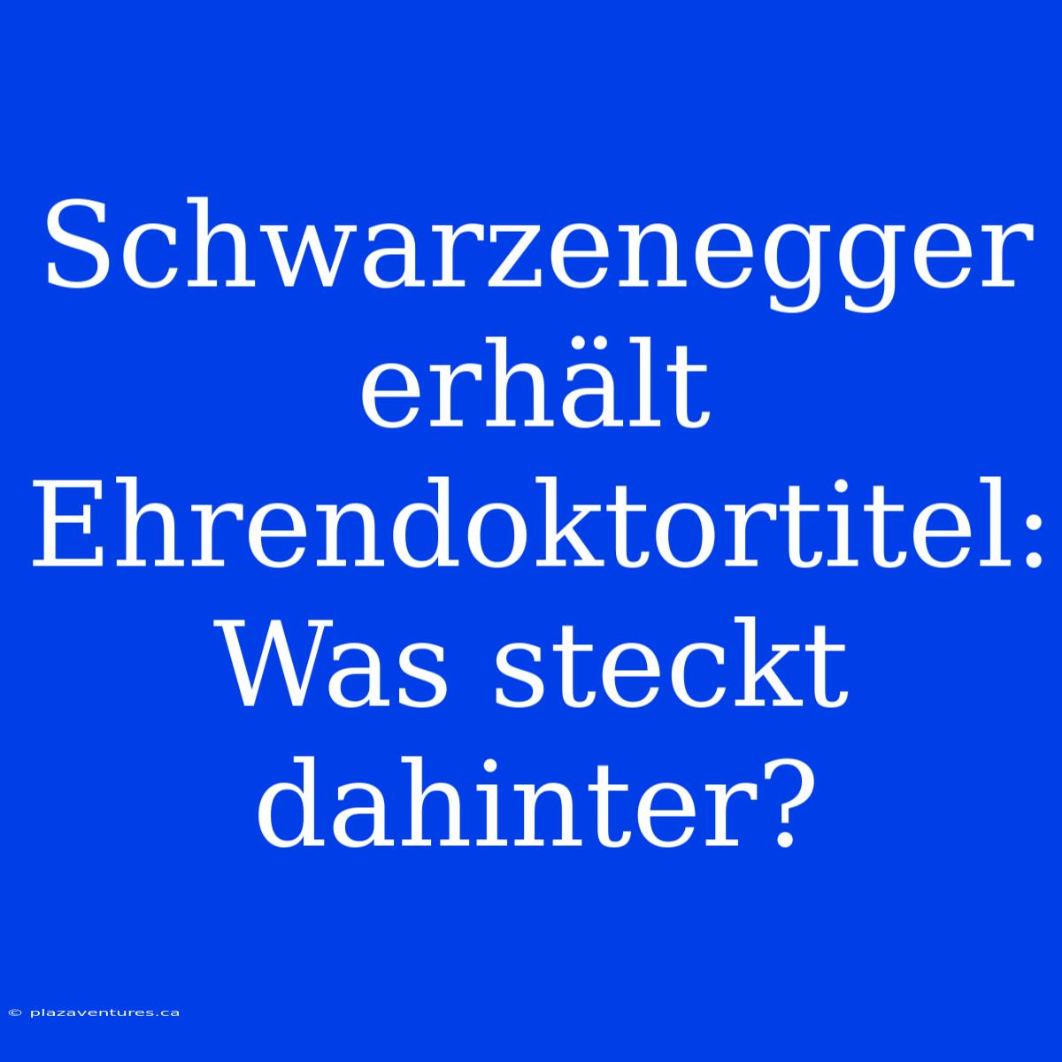 Schwarzenegger Erhält Ehrendoktortitel: Was Steckt Dahinter?