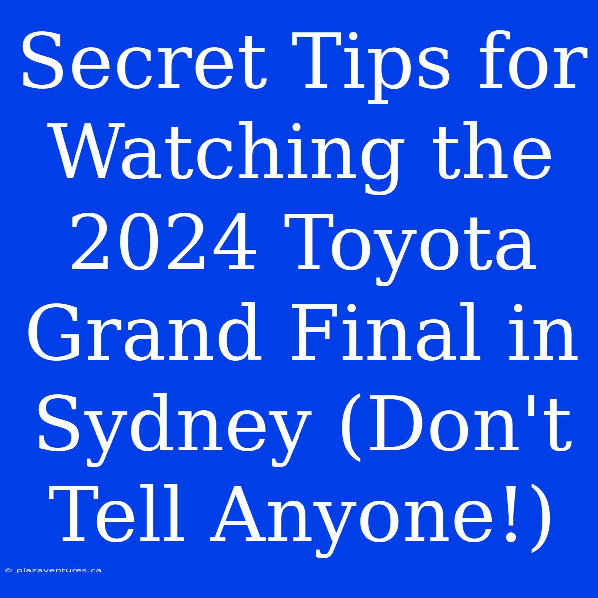 Secret Tips For Watching The 2024 Toyota Grand Final In Sydney (Don't Tell Anyone!)