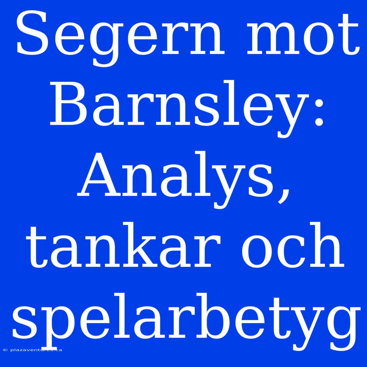 Segern Mot Barnsley: Analys, Tankar Och Spelarbetyg