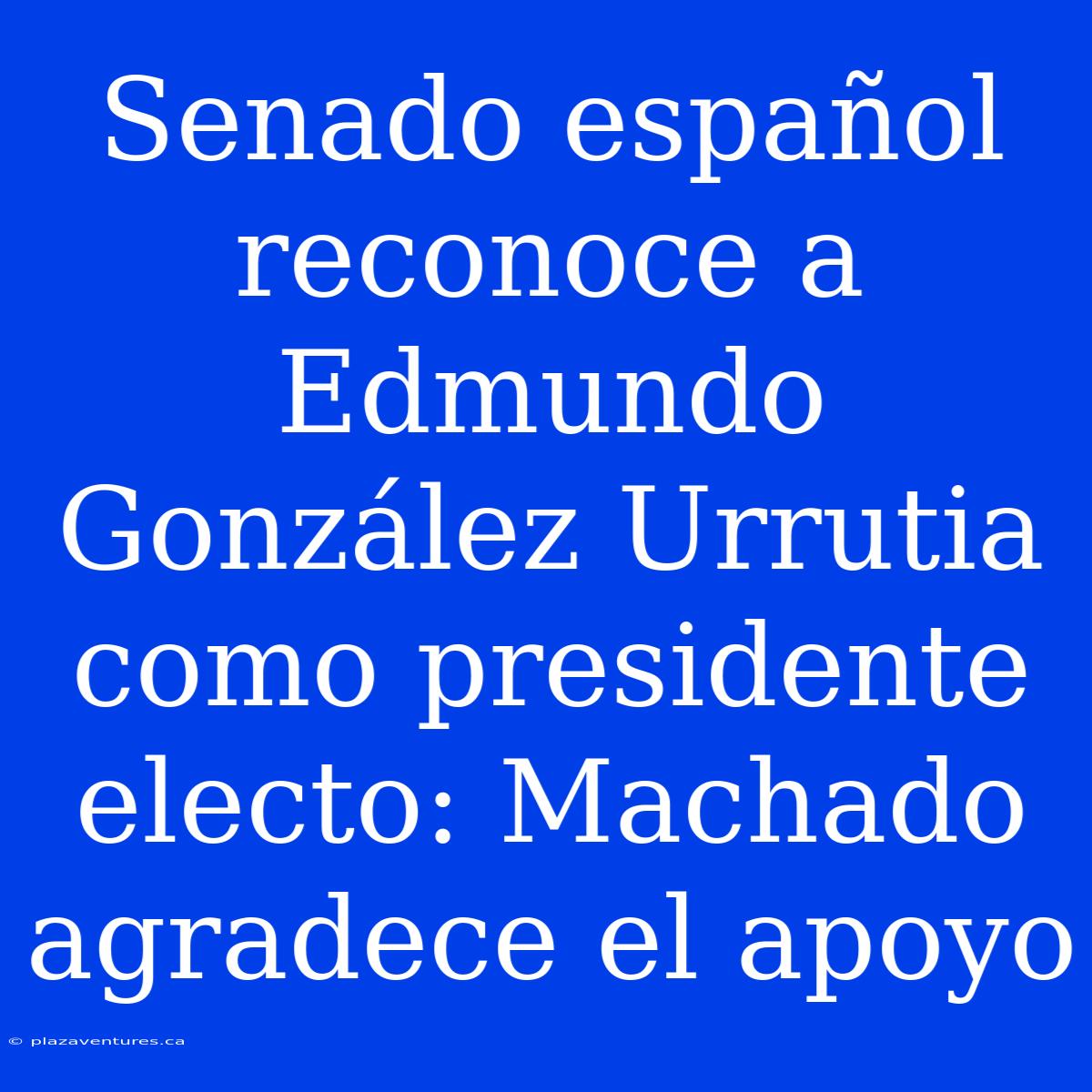 Senado Español Reconoce A Edmundo González Urrutia Como Presidente Electo: Machado Agradece El Apoyo