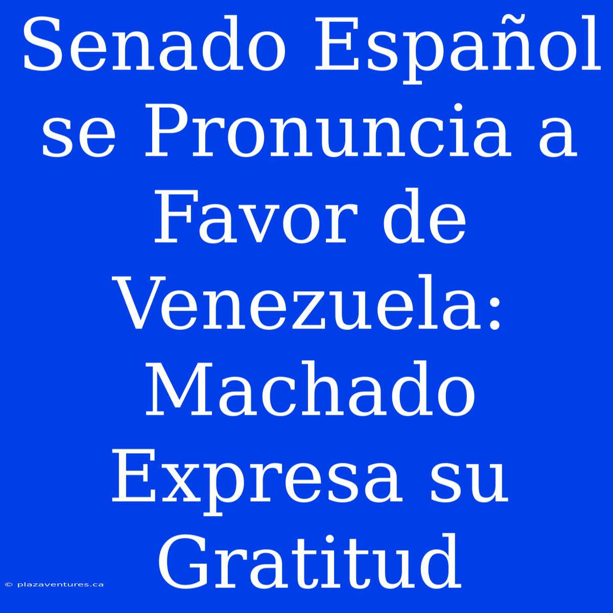 Senado Español Se Pronuncia A Favor De Venezuela: Machado Expresa Su Gratitud