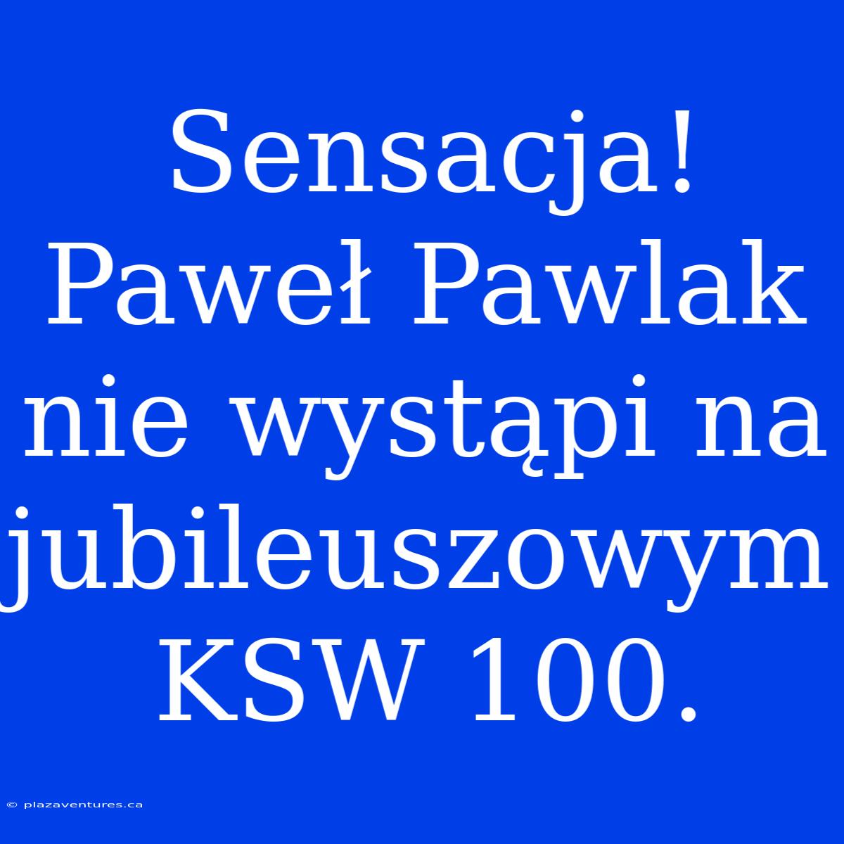 Sensacja! Paweł Pawlak Nie Wystąpi Na Jubileuszowym KSW 100.