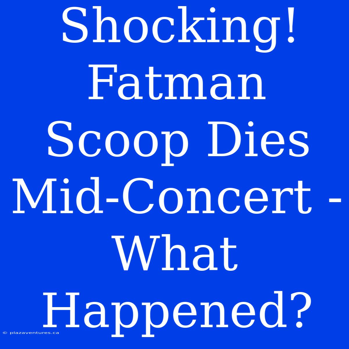 Shocking! Fatman Scoop Dies Mid-Concert - What Happened?