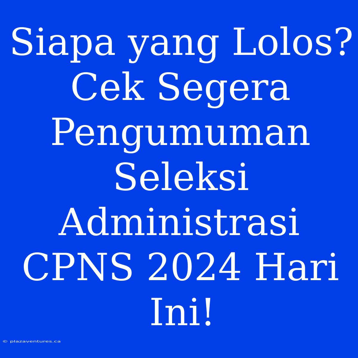 Siapa Yang Lolos? Cek Segera Pengumuman Seleksi Administrasi CPNS 2024 Hari Ini!