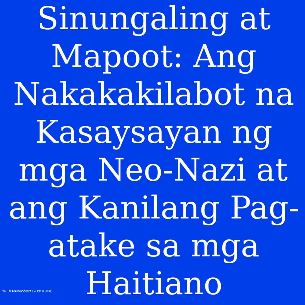 Sinungaling At Mapoot: Ang Nakakakilabot Na Kasaysayan Ng Mga Neo-Nazi At Ang Kanilang Pag-atake Sa Mga Haitiano