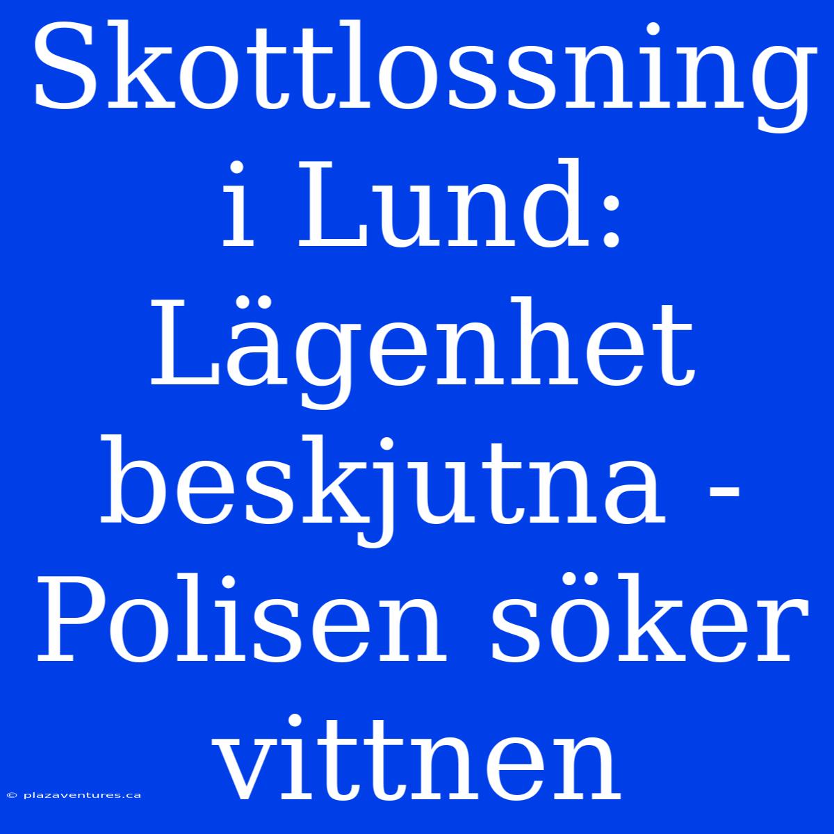 Skottlossning I Lund: Lägenhet Beskjutna - Polisen Söker Vittnen