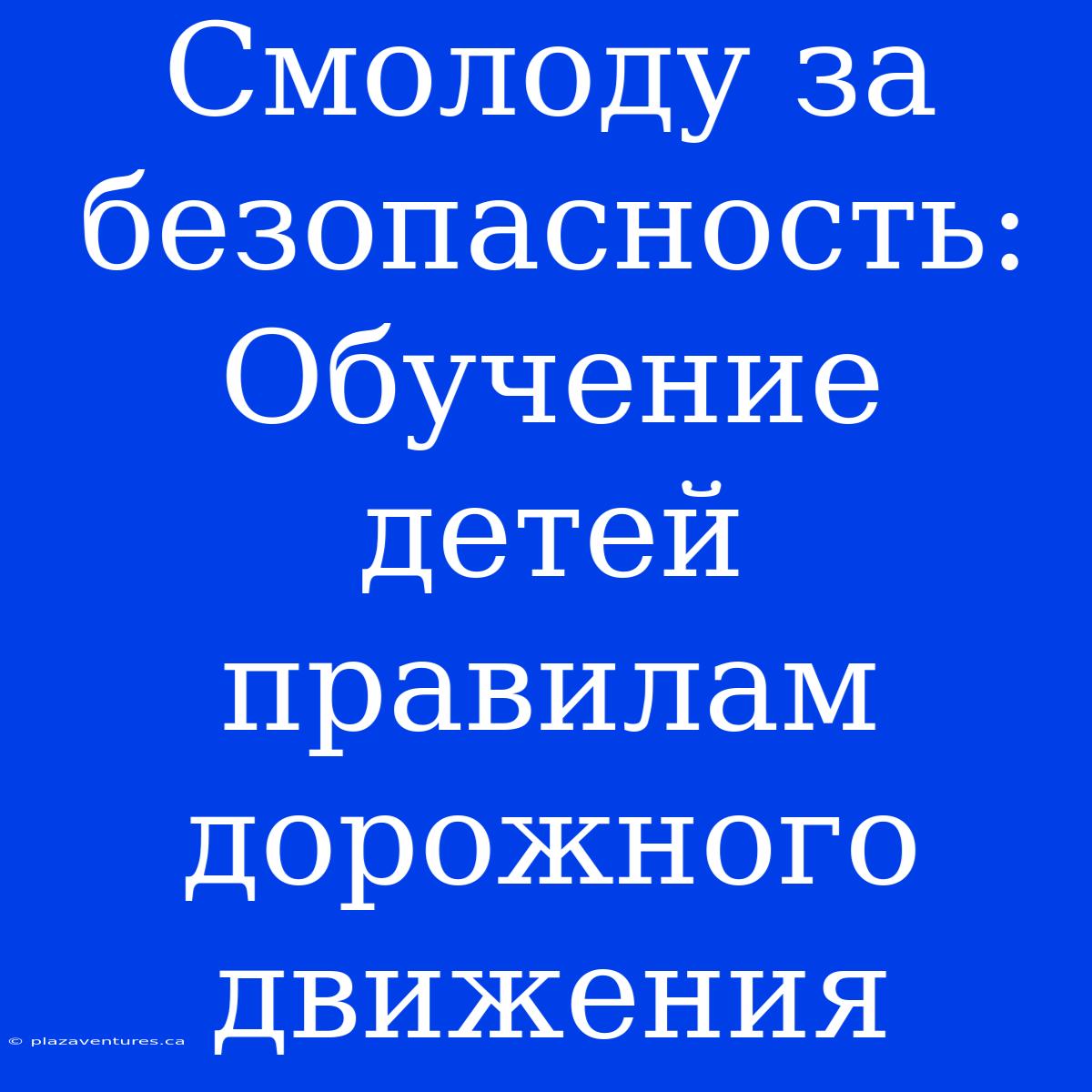 Смолоду За Безопасность: Обучение Детей Правилам Дорожного Движения