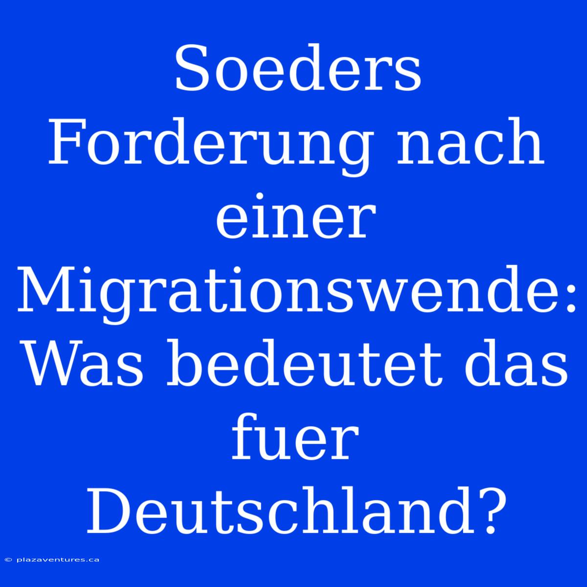 Soeders Forderung Nach Einer Migrationswende: Was Bedeutet Das Fuer Deutschland?