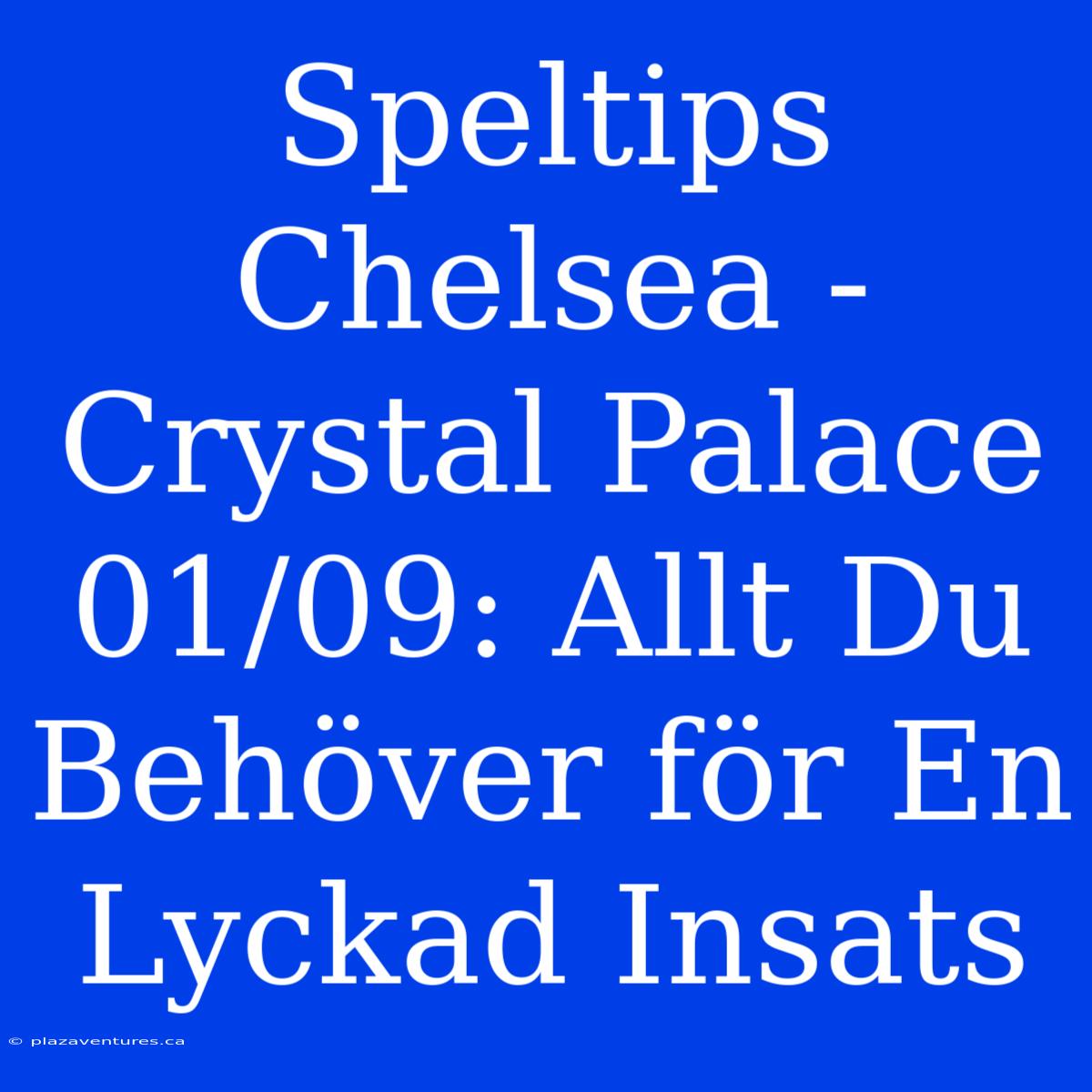 Speltips Chelsea - Crystal Palace 01/09: Allt Du Behöver För En Lyckad Insats