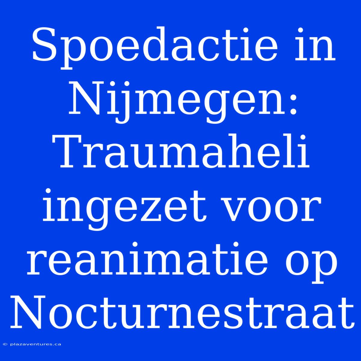 Spoedactie In Nijmegen: Traumaheli Ingezet Voor Reanimatie Op Nocturnestraat