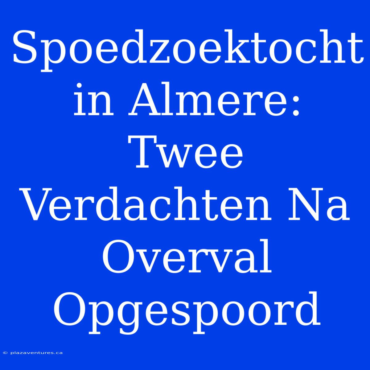 Spoedzoektocht In Almere: Twee Verdachten Na Overval Opgespoord