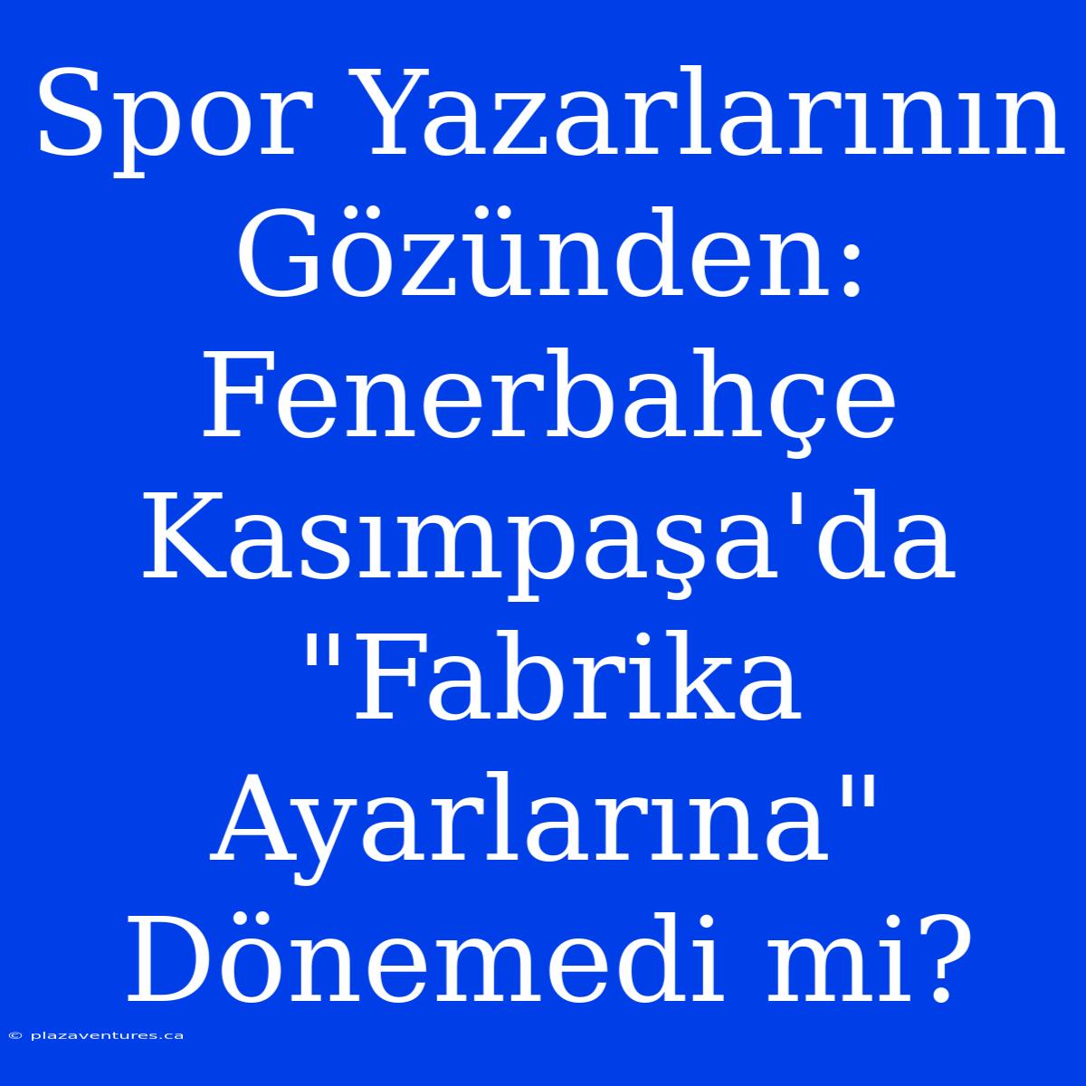 Spor Yazarlarının Gözünden: Fenerbahçe Kasımpaşa'da 