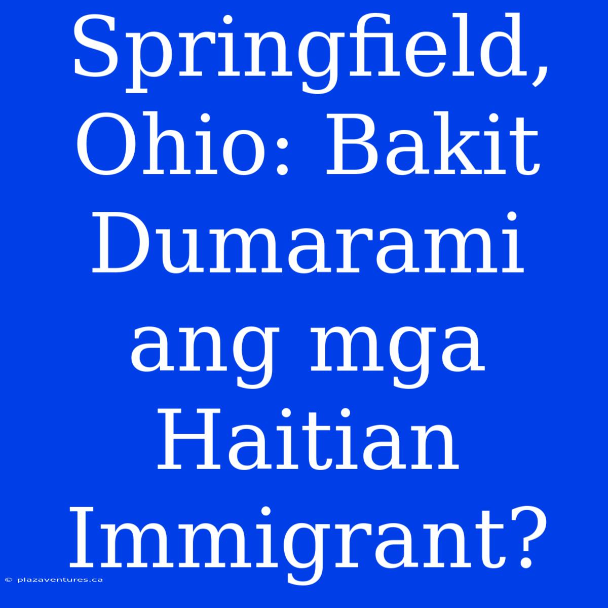 Springfield, Ohio: Bakit Dumarami Ang Mga Haitian Immigrant?