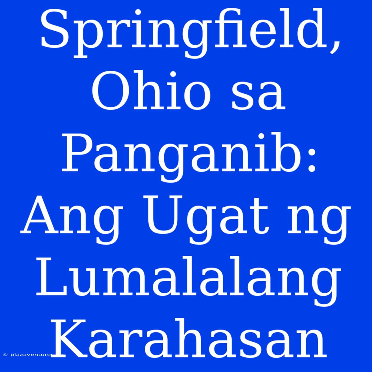 Springfield, Ohio Sa Panganib: Ang Ugat Ng Lumalalang Karahasan