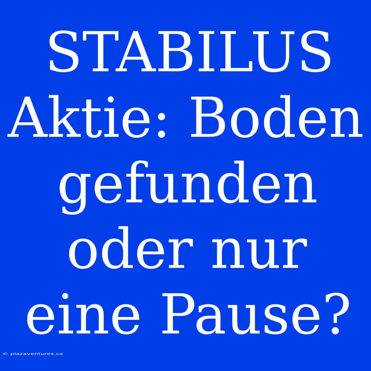 STABILUS Aktie: Boden Gefunden Oder Nur Eine Pause?