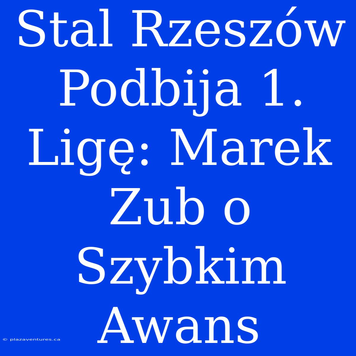 Stal Rzeszów Podbija 1. Ligę: Marek Zub O Szybkim Awans