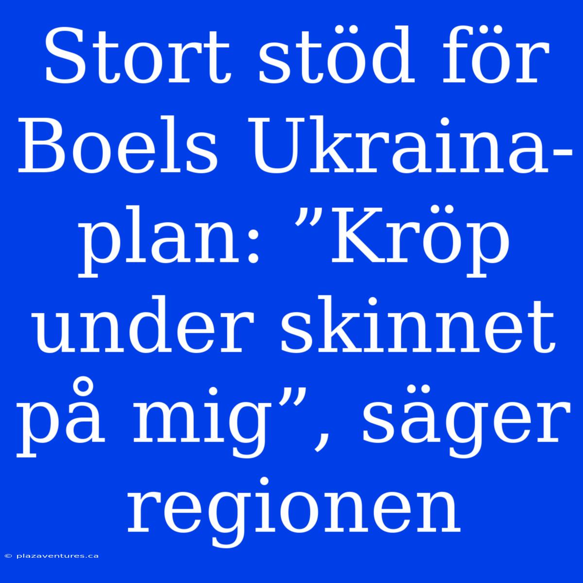 Stort Stöd För Boels Ukraina-plan: ”Kröp Under Skinnet På Mig”, Säger Regionen