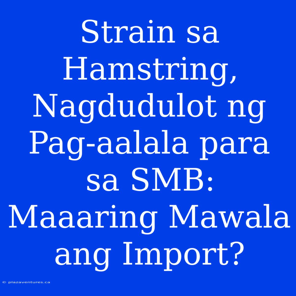 Strain Sa Hamstring, Nagdudulot Ng Pag-aalala Para Sa SMB: Maaaring Mawala Ang Import?