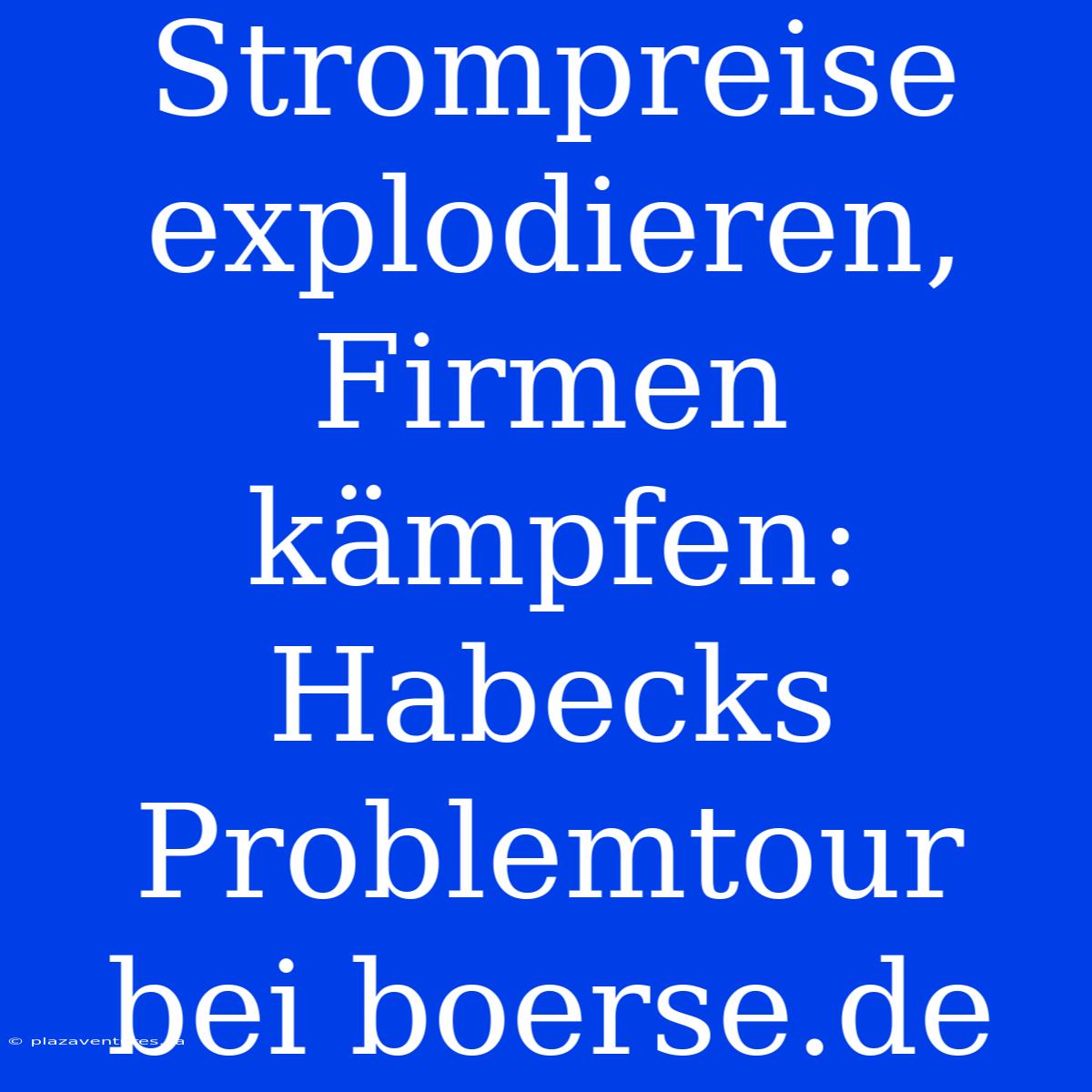 Strompreise Explodieren, Firmen Kämpfen: Habecks Problemtour Bei Boerse.de