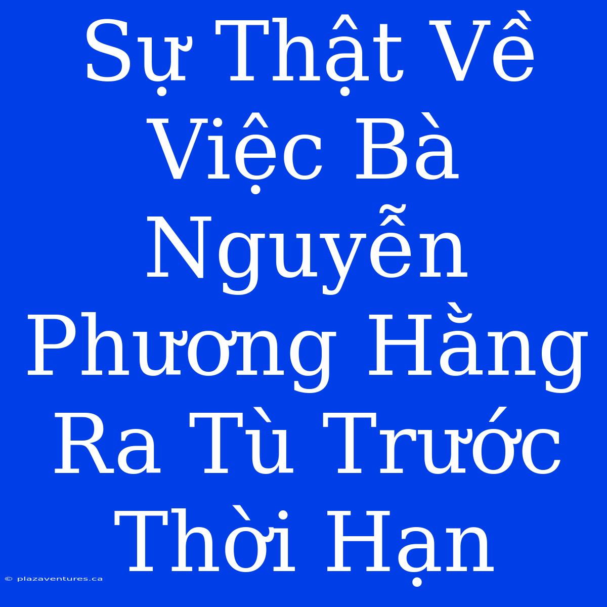 Sự Thật Về Việc Bà Nguyễn Phương Hằng Ra Tù Trước Thời Hạn