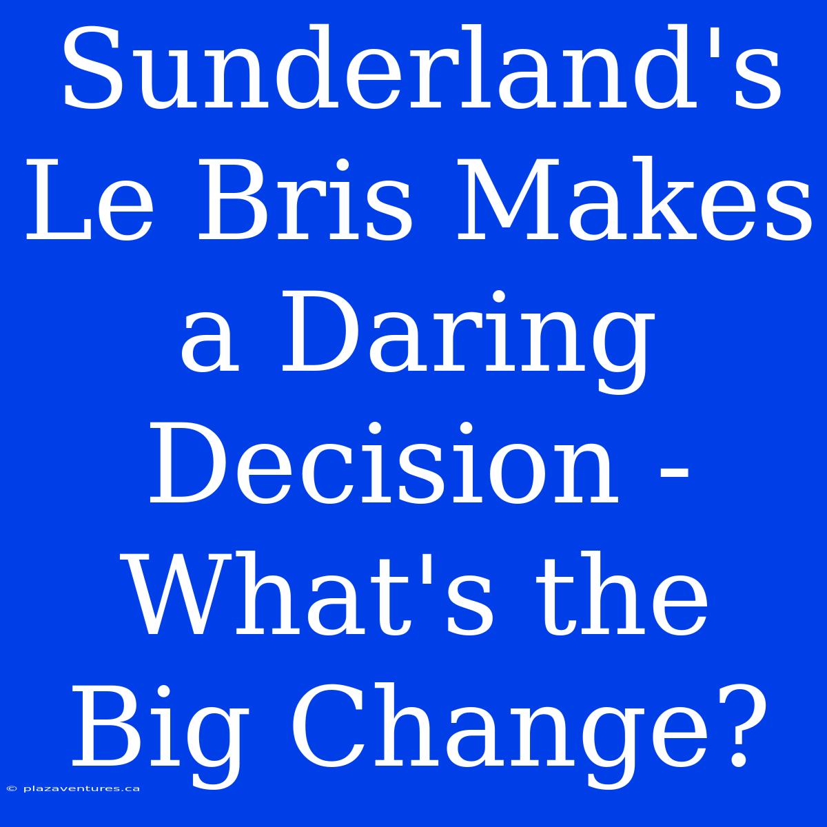 Sunderland's Le Bris Makes A Daring Decision - What's The Big Change?