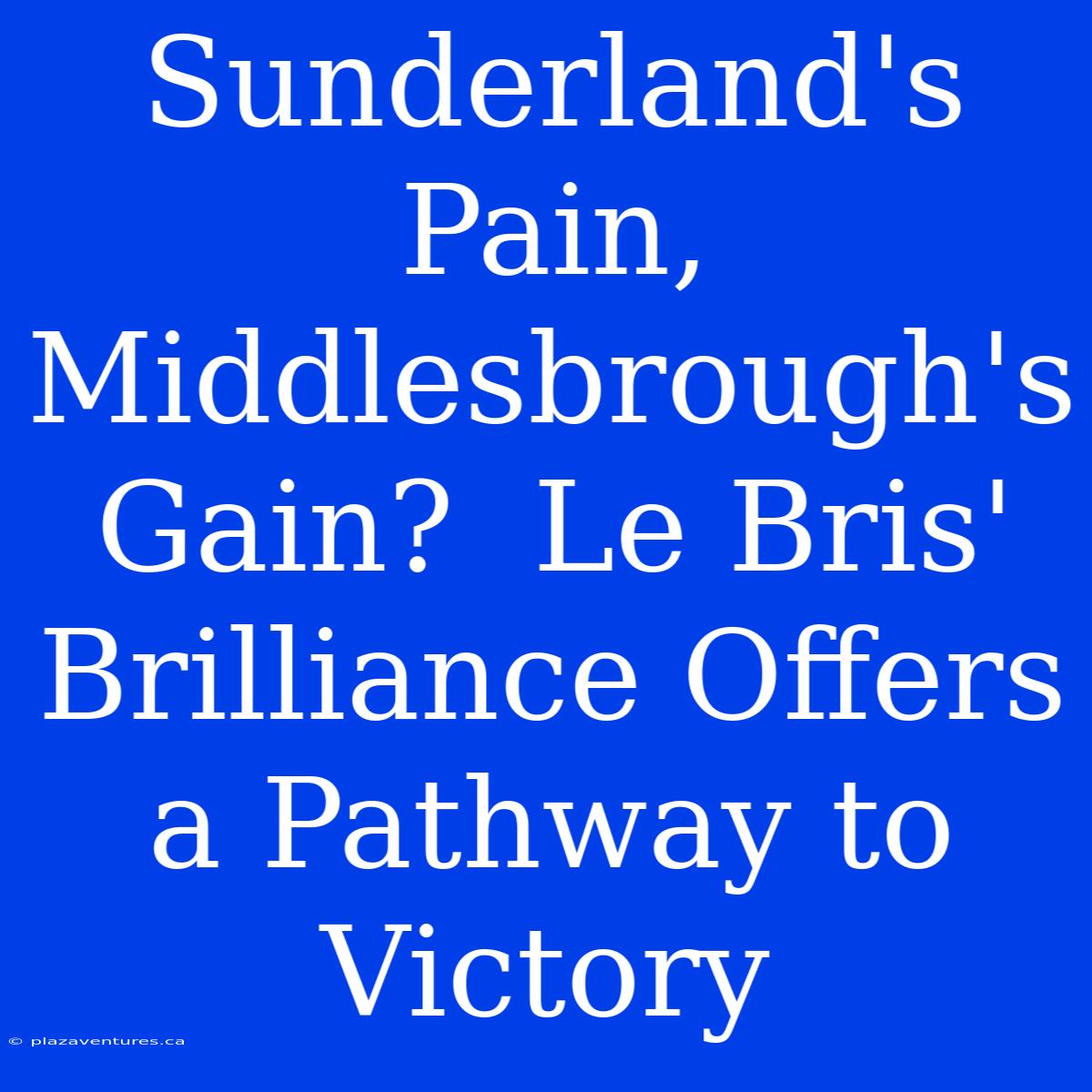 Sunderland's Pain, Middlesbrough's Gain?  Le Bris' Brilliance Offers A Pathway To Victory