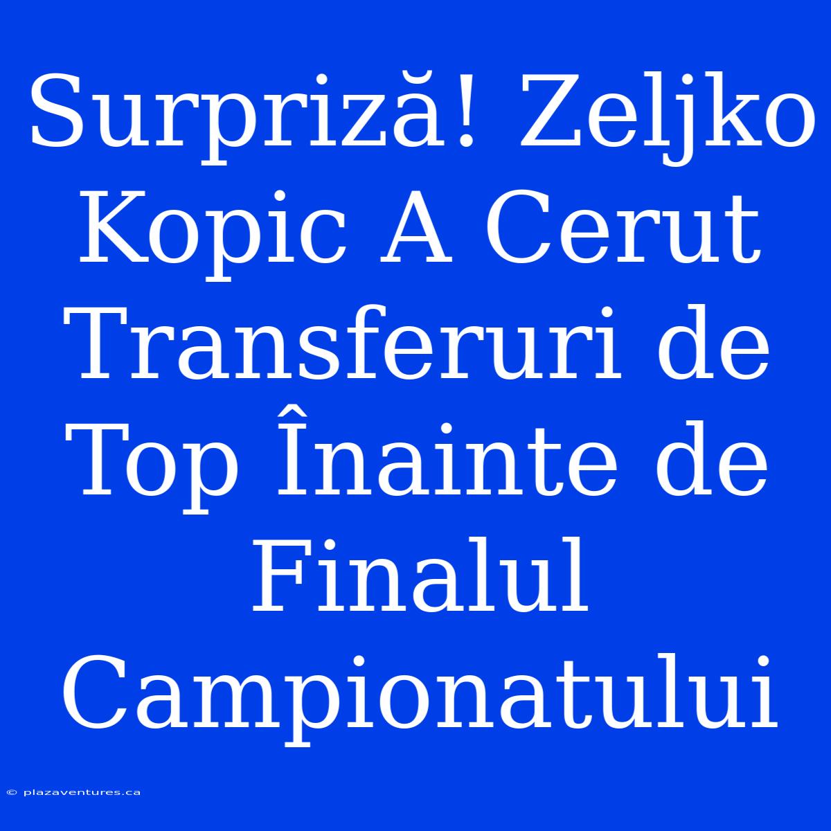 Surpriză! Zeljko Kopic A Cerut Transferuri De Top Înainte De Finalul Campionatului