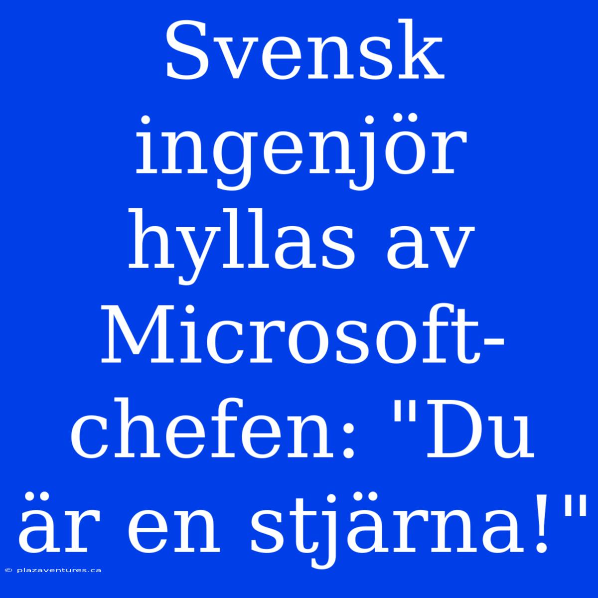 Svensk Ingenjör Hyllas Av Microsoft-chefen: 