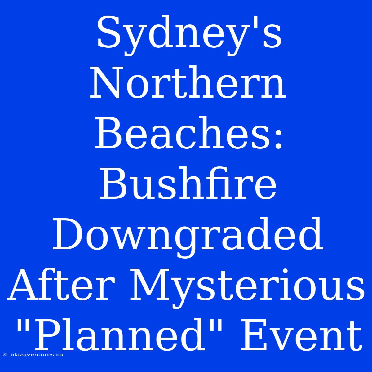 Sydney's Northern Beaches: Bushfire Downgraded After Mysterious 