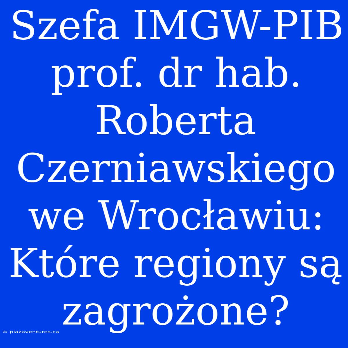 Szefa IMGW-PIB Prof. Dr Hab. Roberta Czerniawskiego We Wrocławiu: Które Regiony Są Zagrożone?