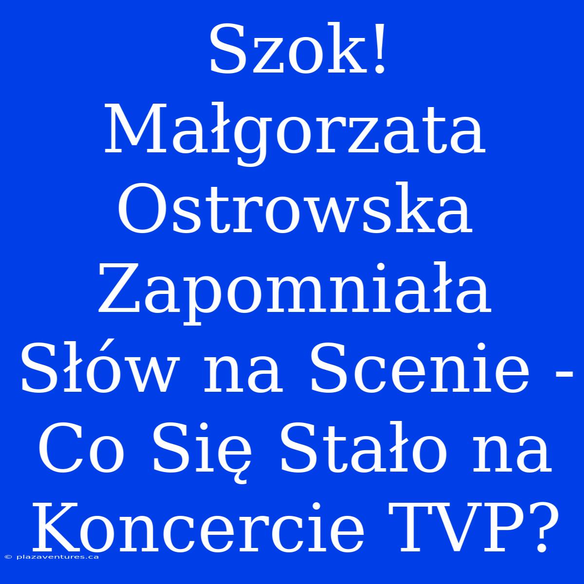 Szok! Małgorzata Ostrowska Zapomniała Słów Na Scenie - Co Się Stało Na Koncercie TVP?