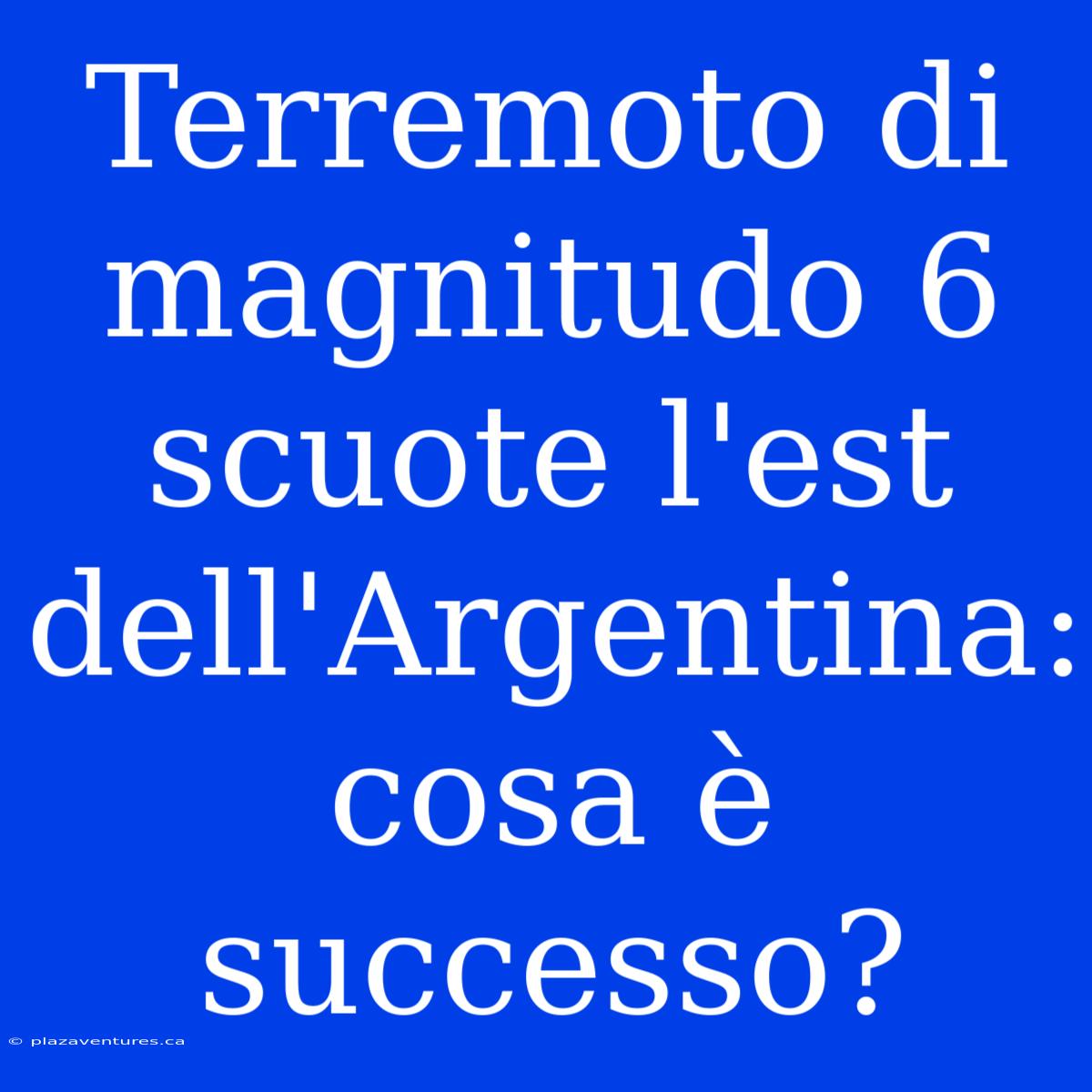 Terremoto Di Magnitudo 6 Scuote L'est Dell'Argentina: Cosa È Successo?