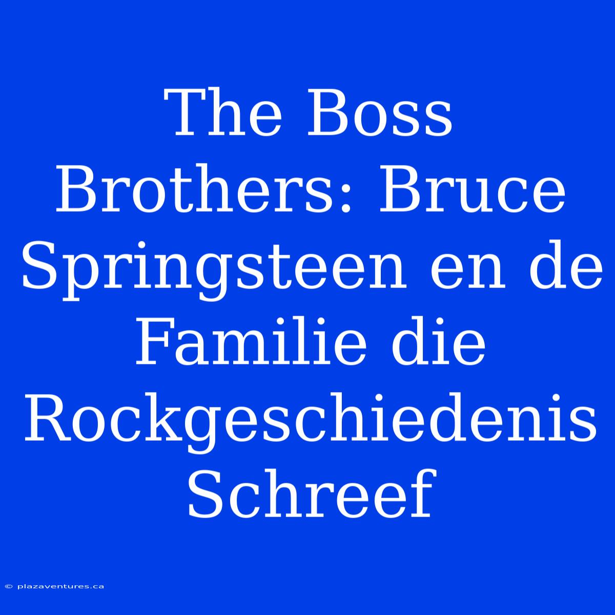 The Boss Brothers: Bruce Springsteen En De Familie Die Rockgeschiedenis Schreef