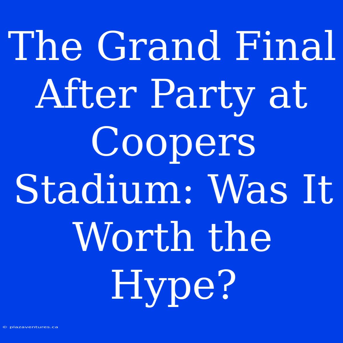 The Grand Final After Party At Coopers Stadium: Was It Worth The Hype?