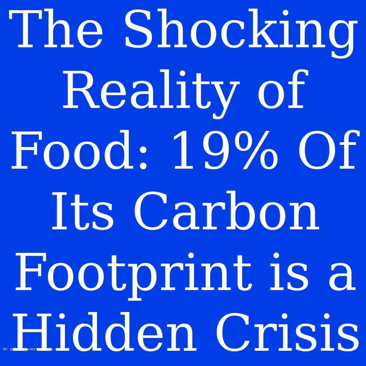 The Shocking Reality Of Food: 19% Of Its Carbon Footprint Is A Hidden Crisis